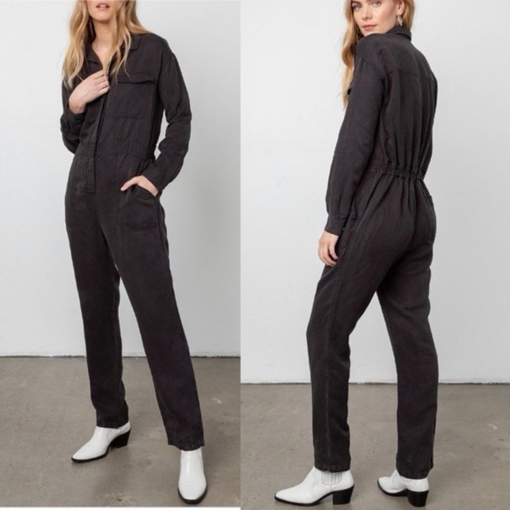 Rails Dixon Utility Jumpsuit Tencel/Linen Black Size XS